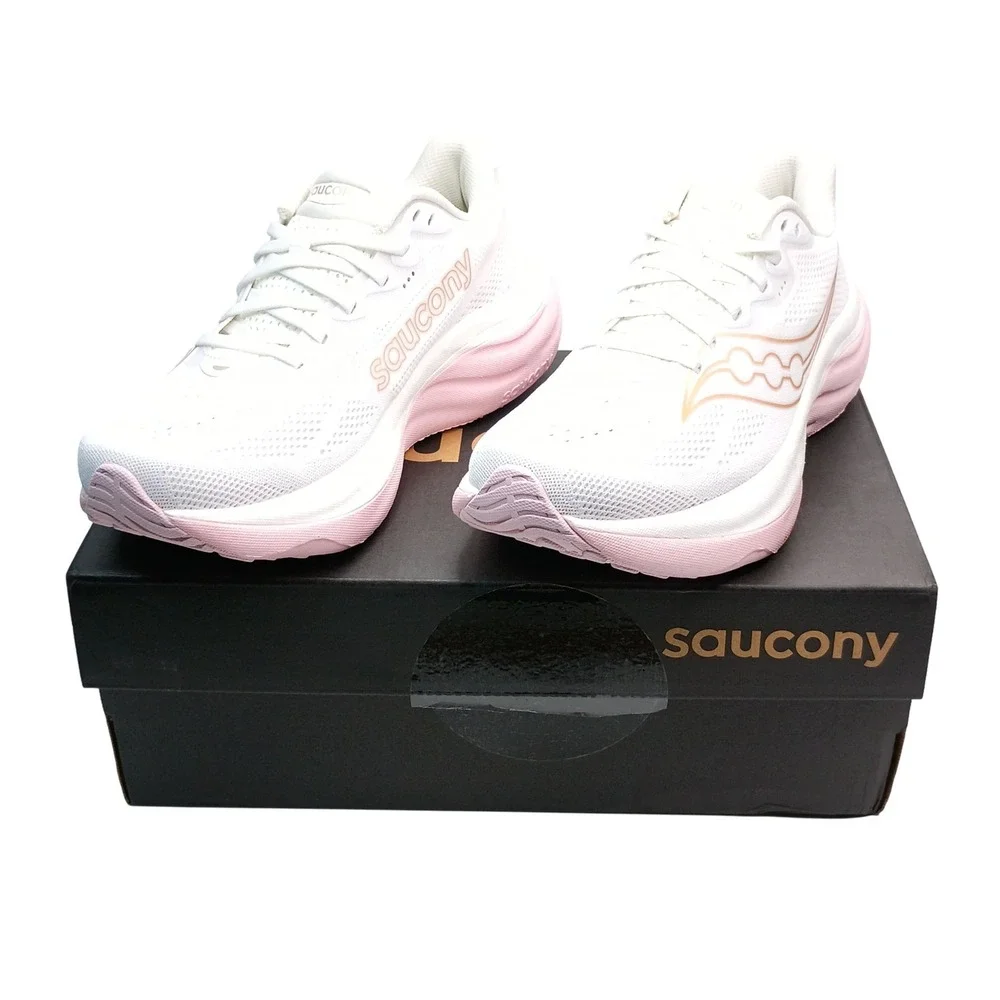 Saucony Ride 15 Running Shoes Women Size 8 White Pink Mesh S11055-151